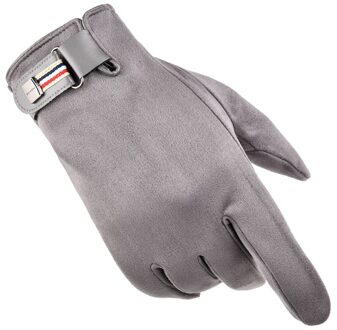 Lederen Handschoenen mannen Touchscreen Handschoenen Winter Windscherm Outdoor Bike Warming en Harige Handschoenen Grijs