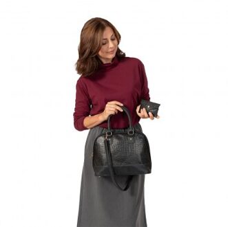 Lederen handtas met portemonnee