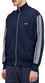 Lederen Hoge Sneakers Met Vetersluiting Detail Donkerblauw