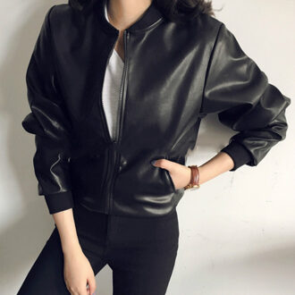 Lederen Jassen Vrouwen PU Rits Motorfiets Faux Soft Leather Coat Vrouwelijke Mandarijn Kraag PU Jas