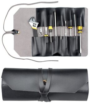 Lederen Kleine Tool Roll Multi Functie Fiets Monteur Reparatie Tool Kit Bag zwart