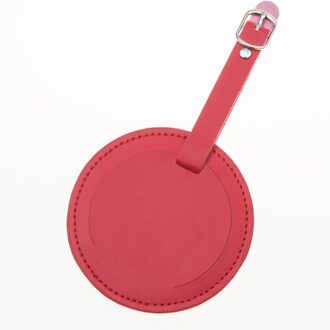 Lederen Koffer Effen Kleur Ronde Bagagelabel Label Zak Hanger Handtas Reizen Accessoires Naam Id Adres Tags LT27A rood