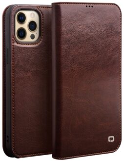 lederen luxe bookcase hoes - iPhone 13 Pro Max - Bruin