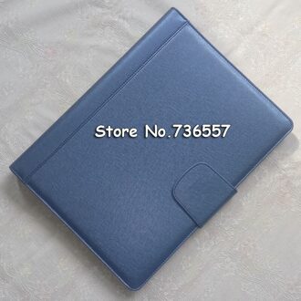 Lederen Map Padfolio Multifunctionele Organisator Planner Notebook Ringband A4 Bestand Map Met Rekenmachine Office Supply Blauw