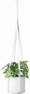 Lederen Opknoping Bloempot Opknoping Plant Mand Pot Stand Opbergmanden Lade Indoor Outdoor Tuinieren Plant Hanger Decoratie wit