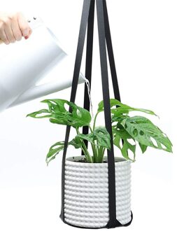 Lederen Opknoping Bloempot Opknoping Plant Mand Pot Stand Opbergmanden Lade Indoor Outdoor Tuinieren Plant Hanger Decoratie zwart
