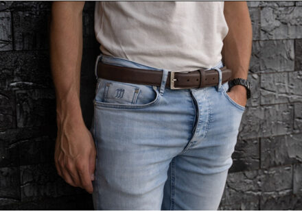 Lederen riem carson donkerbruin cm - 115