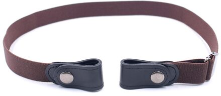 Lederen Riem Zonder Gesp Elastische Onzichtbare Elastische Riem Geen Verhoogde Problemen Vrouwen/Mannen Kinderen Jeans Riemen #30 bruin