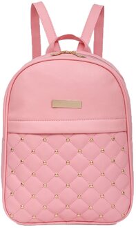 Lederen Rugzak Vrouwen Klinknagel Mini Rugzak Mode Causale Zakken voor Vrouwen Kraal Vrouwelijke Schoudertas Rugzak Schouder Satchel # L5 % roze