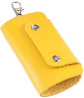 Lederen Sleutel Organizer Case Sleutelhanger Houder Magnetische Button Bag Autosleutel Tas Portemonnee sleutelhouder porta llaves ключница geel