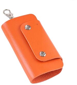 Lederen Sleutel Organizer Case Sleutelhanger Houder Magnetische Button Bag Autosleutel Tas Portemonnee sleutelhouder porta llaves ключница Oranje