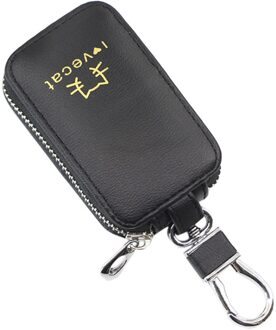 Lederen Sleutelhanger Unisex Sleutel Tas Multifunctionele Organizer Wallet Holder Smart Huishoudster Auto Kleine Sleutel Case Keys Pouch zwart