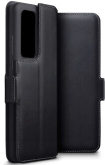 lederen slim folio wallet hoes - Huawei P40 Pro - Zwart