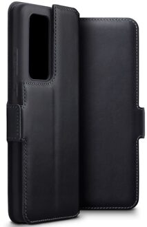 lederen slim folio wallet hoes - Huawei P40 Pro - Zwart