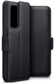 lederen slim folio wallet hoes - Huawei P40 - Zwart