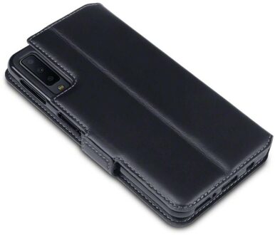 lederen slim folio wallet hoes - Samsung Galaxy A80 - Zwart