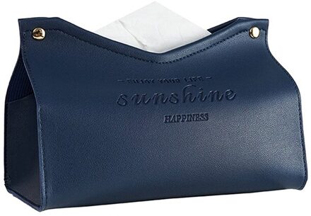 Lederen Tissue Doos Auto Wc Pompen Doos Thuis Woonkamer Decoratie Slaapkamer Keuken Desktop Nordic Grote Opbergdoos blauw