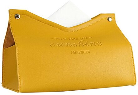 Lederen Tissue Doos Auto Wc Pompen Doos Thuis Woonkamer Decoratie Slaapkamer Keuken Desktop Nordic Grote Opbergdoos geel