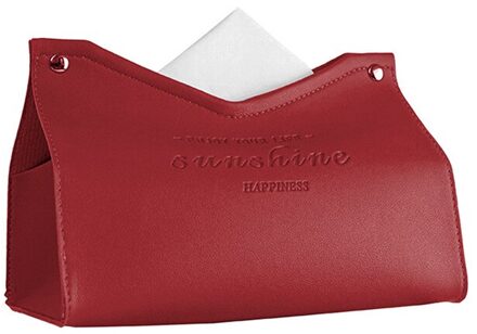 Lederen Tissue Doos Auto Wc Pompen Doos Thuis Woonkamer Decoratie Slaapkamer Keuken Desktop Nordic Grote Opbergdoos rood