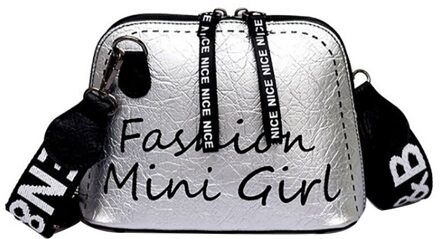 Lederen Vrouwen Messenger Bag Brede Schouderriem Kleine Crossbody Shell Tas Vrouwen Mode Wilde Schoudertas #36 zilver