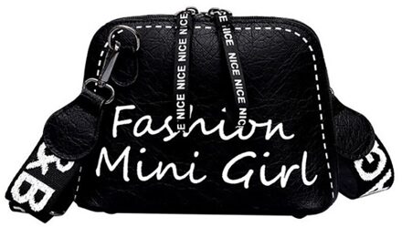 Lederen Vrouwen Messenger Bag Brede Schouderriem Kleine Crossbody Shell Tas Vrouwen Mode Wilde Schoudertas #36 zwart