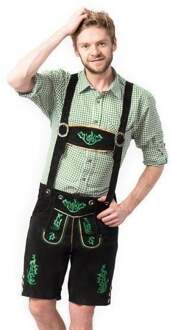 Lederhosen kort zwart/groen Otto - Maat 54