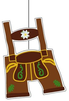 Lederhosen Oktoberfest hangdecoratie - 27 x 19 cm - karton - versieringen - Hangdecoratie Multikleur