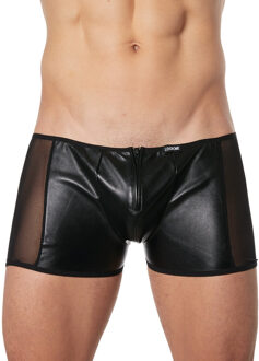 Lederlook heren short met transparante zijkanten (S) - Maat: S