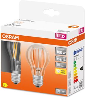 Ledfilamentlamp Peertje Retrofit - D6cm - Warm Wit - E27 - 11w - 2 Stuks