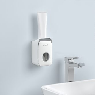 Ledfre Automatische Tandpasta Dispenser Stofdicht Tandenborstelhouder Tarwe Stro Wandmontage Home Squeezer Badkamer Accessoires licht grijs