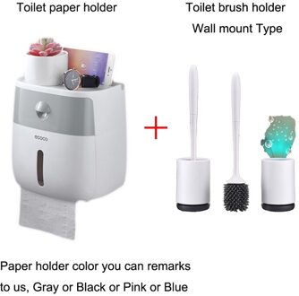 LEDFRE distributeur papier wc wc rolhouder Waterdichte Toiletrolhouder Cover Wall Mounted Plastic Roll Tissue Doos Zuignap Plank Opslag Houder LF82003B grijs-Wallmount