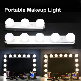 LEDGLE USB Stepless Mirror Light 5 LED Bulbs Vanity Light Color Temperature Adjustable Hollywood make up lights Battery Powered