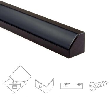 Ledstrip hoekprofiel zwart - slim line - compleet inclusief afdekkap 3 meter