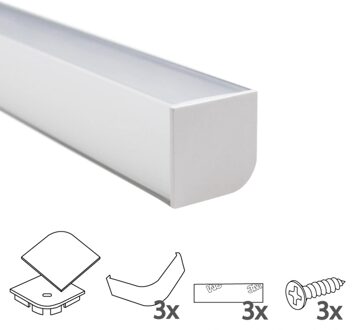 Ledstrip profiel hoek breed recht model compleet met afdekkap 1,5m