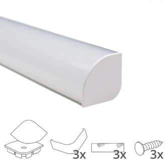 Ledstrip profiel hoek breed rond model compleet inclusief afdekkap 1,5m