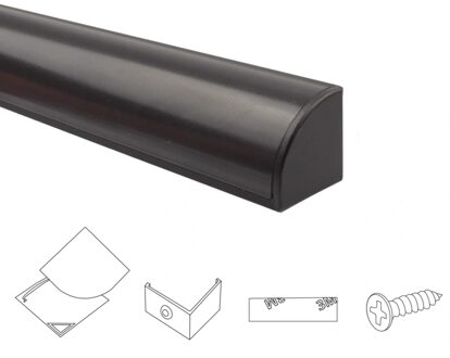 Ledstrip profiel hoek in zwart - slim line - compleet inclusief afdekkap 3 meter