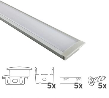 Ledstrip profiel inbouw 2M – 10mm hoog – incl. afdekkap