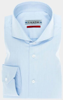 Ledub Ledeb Slim Fit overhemd - blauw - Strijkvrij - Boordmaat: 36
