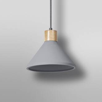 Ledvance Concrete Wood hanglamp, Ø 22 cm, beton, grijs donkergrijs, hout, zwart