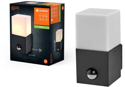 Ledvance Endura Classic Figo Square buitenwandlamp, sensor donkergrijs, wit