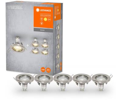 Ledvance LED inbouwspot GU10 Recessed per 5 nikkel geborsteld nikkel