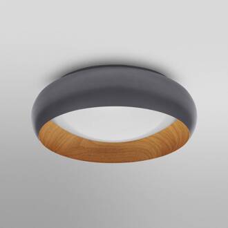 Ledvance LED plafondlamp Orbis Livia Ø 30 cm, grijs, metaal zwart, houtkleurig
