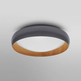 Ledvance LED plafondlamp Orbis Livia Ø 43 cm, grijs, metaal zwart, houtkleurig
