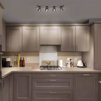 Ledvance LED plafondspot Jupiter, 3.000 K, 4-lamps, lang zilver, zwart