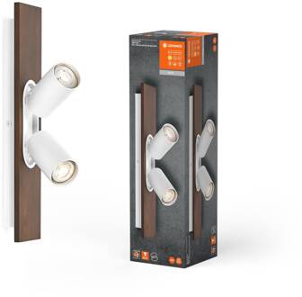 Ledvance LED plafondspot Mercury GU10, 2-lamps, hout/wit wit, donker hout