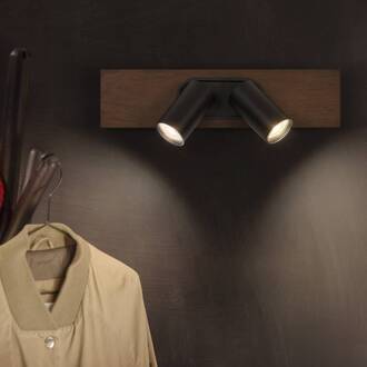 Ledvance LED plafondspot Mercury GU10, 2-lamps, hout/zwart zwart, donker hout