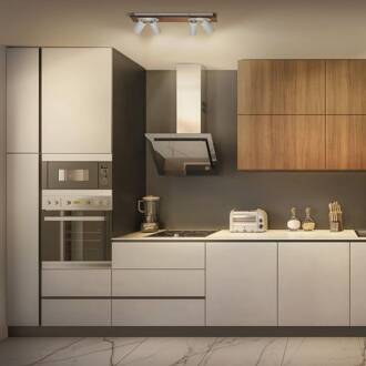 Ledvance LED plafondspot Mercury GU10, 4-lamps, hout/wit wit, donker hout