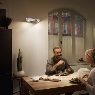 Ledvance LED plafondspot Pluto, staal, hout, 2-lamps, wit wit, bruin