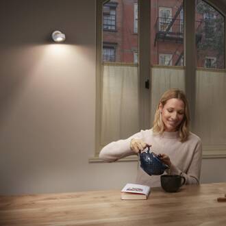 Ledvance Pluto LED wandspot, staal, hout, wit wit, bruin