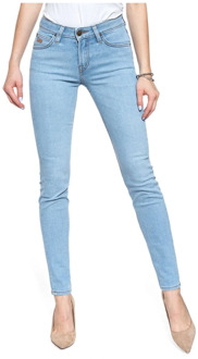 LEE Blauwe Skinny Jeans met Hoge Taille en Opgezet Logo Lee , Blue , Dames - W28 L33,W30 L33,W28 L31,W25 L31,W29 L31,W26 L31,W31 L31,W30 L31,W29 L33,W31 L33,W27 L31,W27 L33